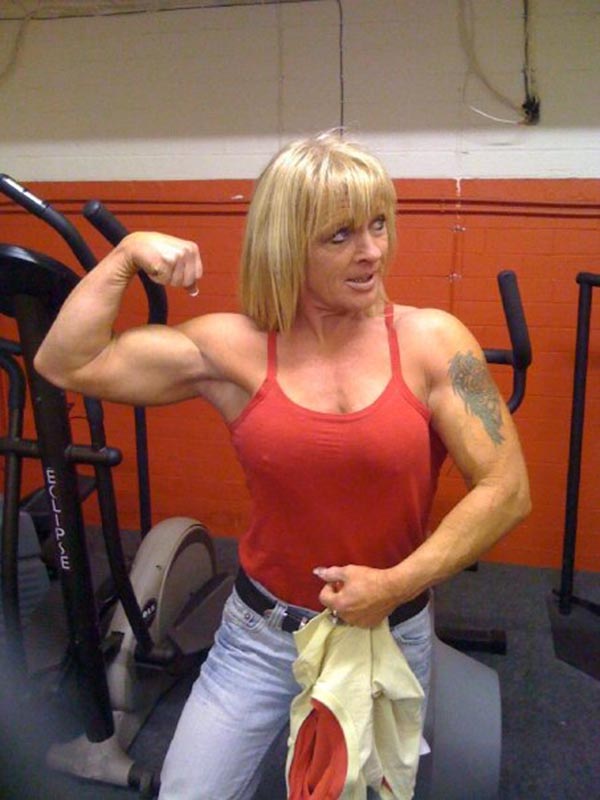 Champion bodybuilder Mair Roberts works out