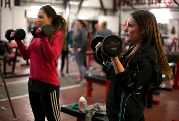 Muscle City at Faverdale Industrial Estate in Darlington has seen a large increase in women weightlifters. The gym is to host a women's weightlifting competition. Natalie Close and Brook Armstrong with weights.