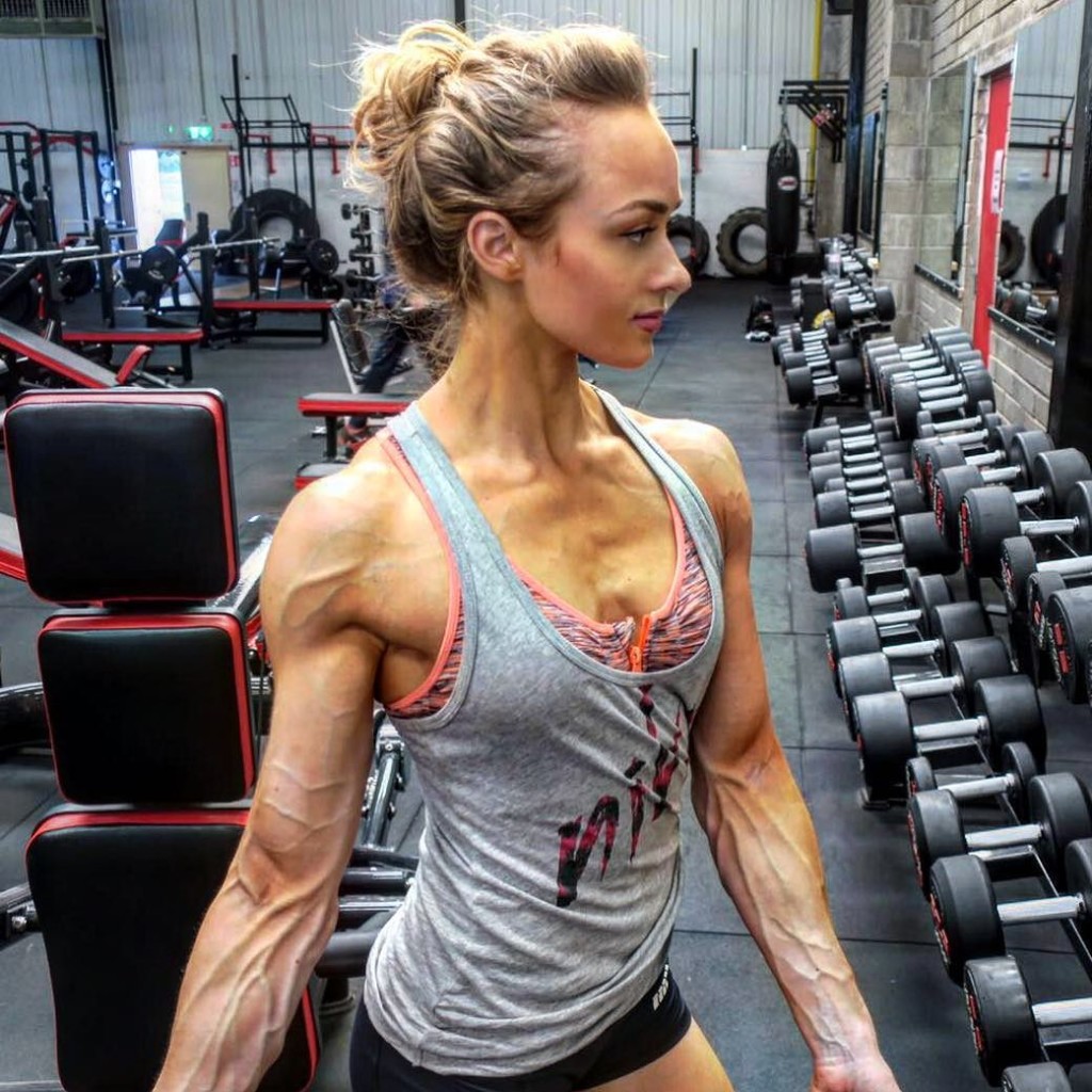 veiny female bodybuilder arms